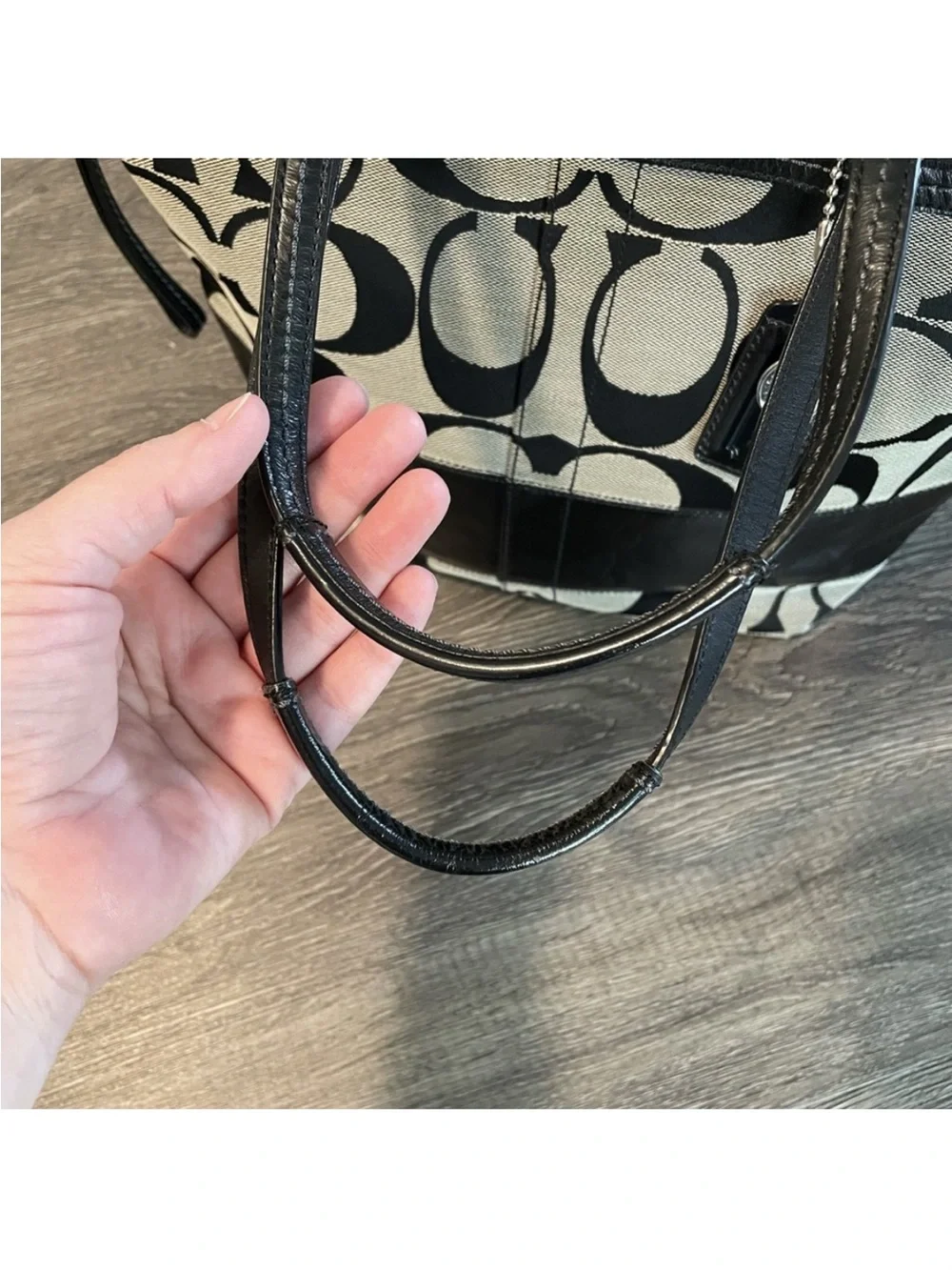 Coach Signature Canvas Tote in Black and Gray - Picture 6 of 13
